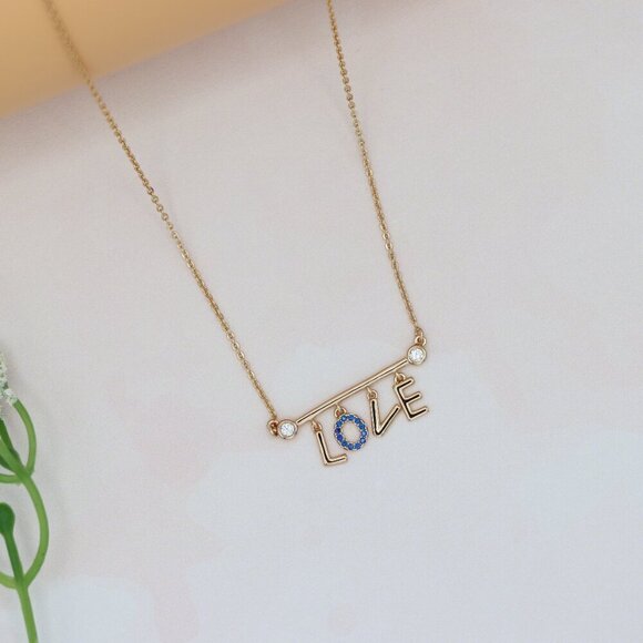 Elegant Rose Gold 'LOVE' Pendant Necklace with Dainty Chain, XPNL0197 - Picture 6 of 13